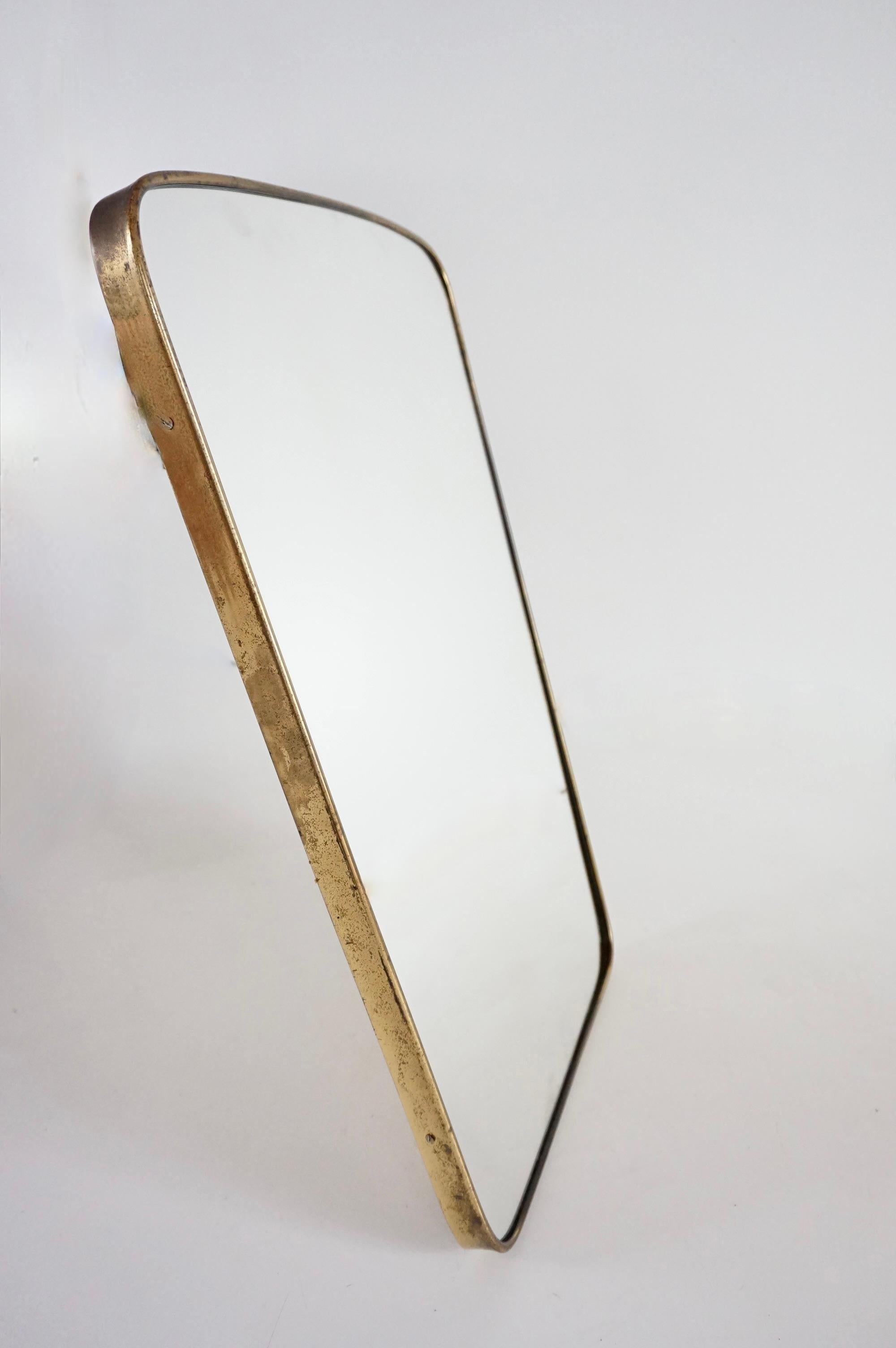 attr. Gio Ponti by Fontana Arte brass wall mirror, Hotel Bristol, 1950 For Sale 3