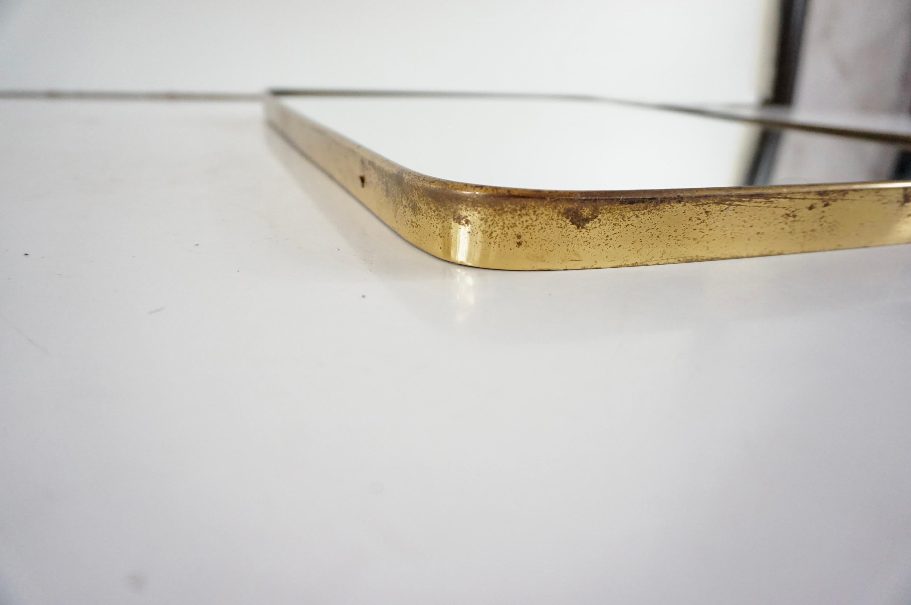 attr. Gio Ponti by Fontana Arte brass wall mirror, Hotel Bristol, 1950 For Sale 1