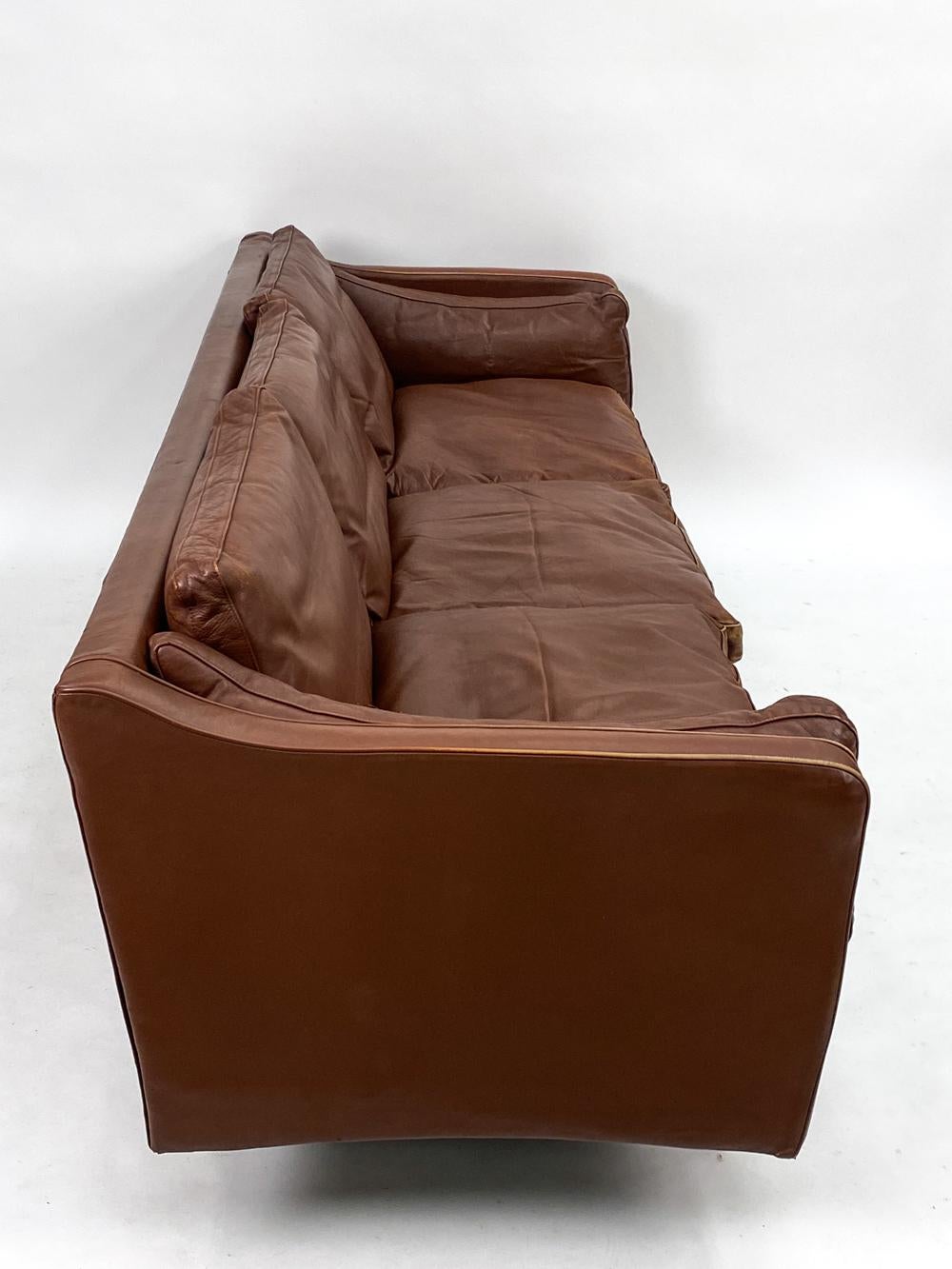 Attr. Illum Wikkelso Danish Mid-Century Leather Sofa 6