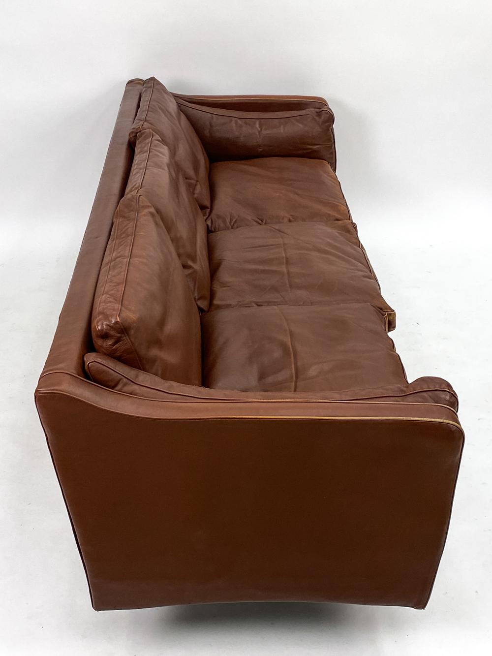Attr. Illum Wikkelso Danish Mid-Century Leather Sofa 7