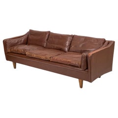Attr. Illum Wikkelso Danish Mid-Century Leather Sofa