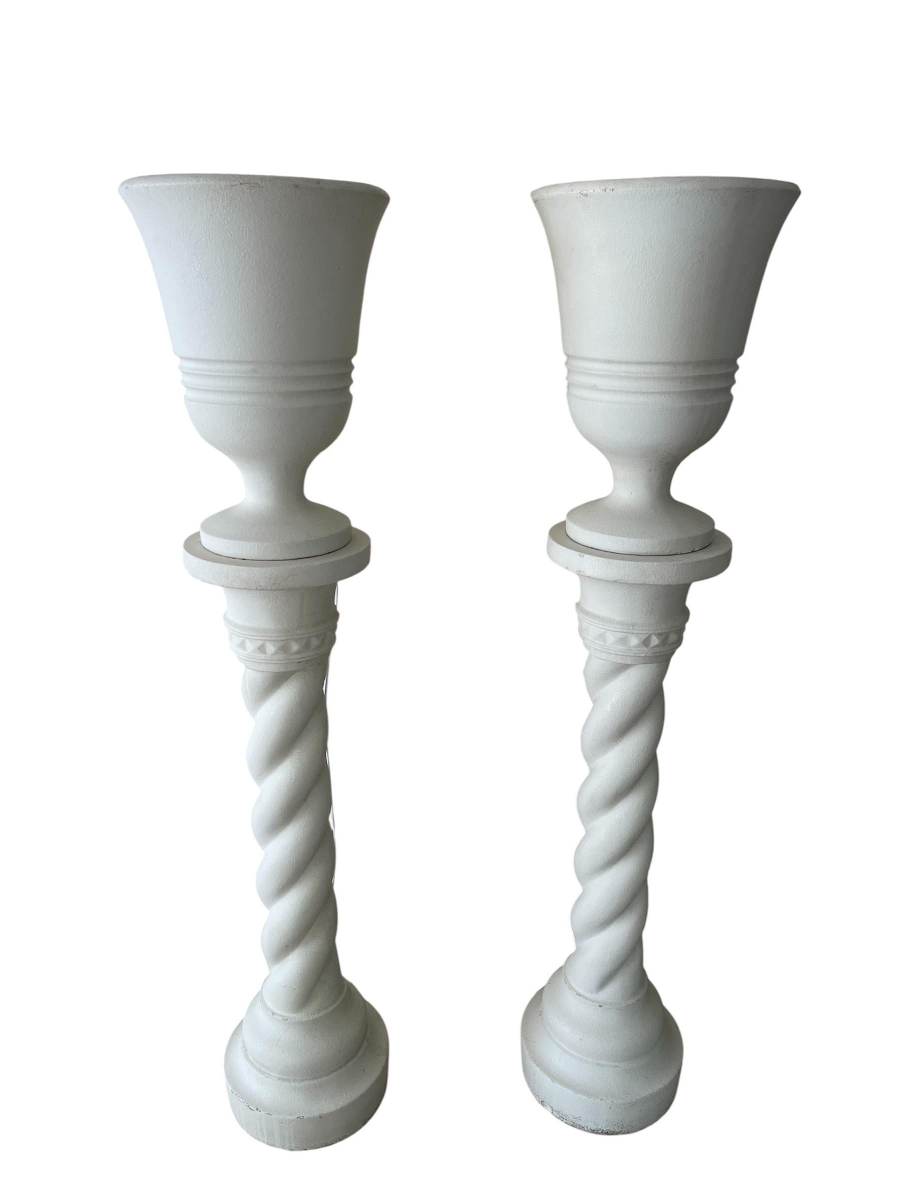 Art déco A.C. Moreux Paire de colonnes en plâtre et de bassins illuminés, France, années 1940 en vente