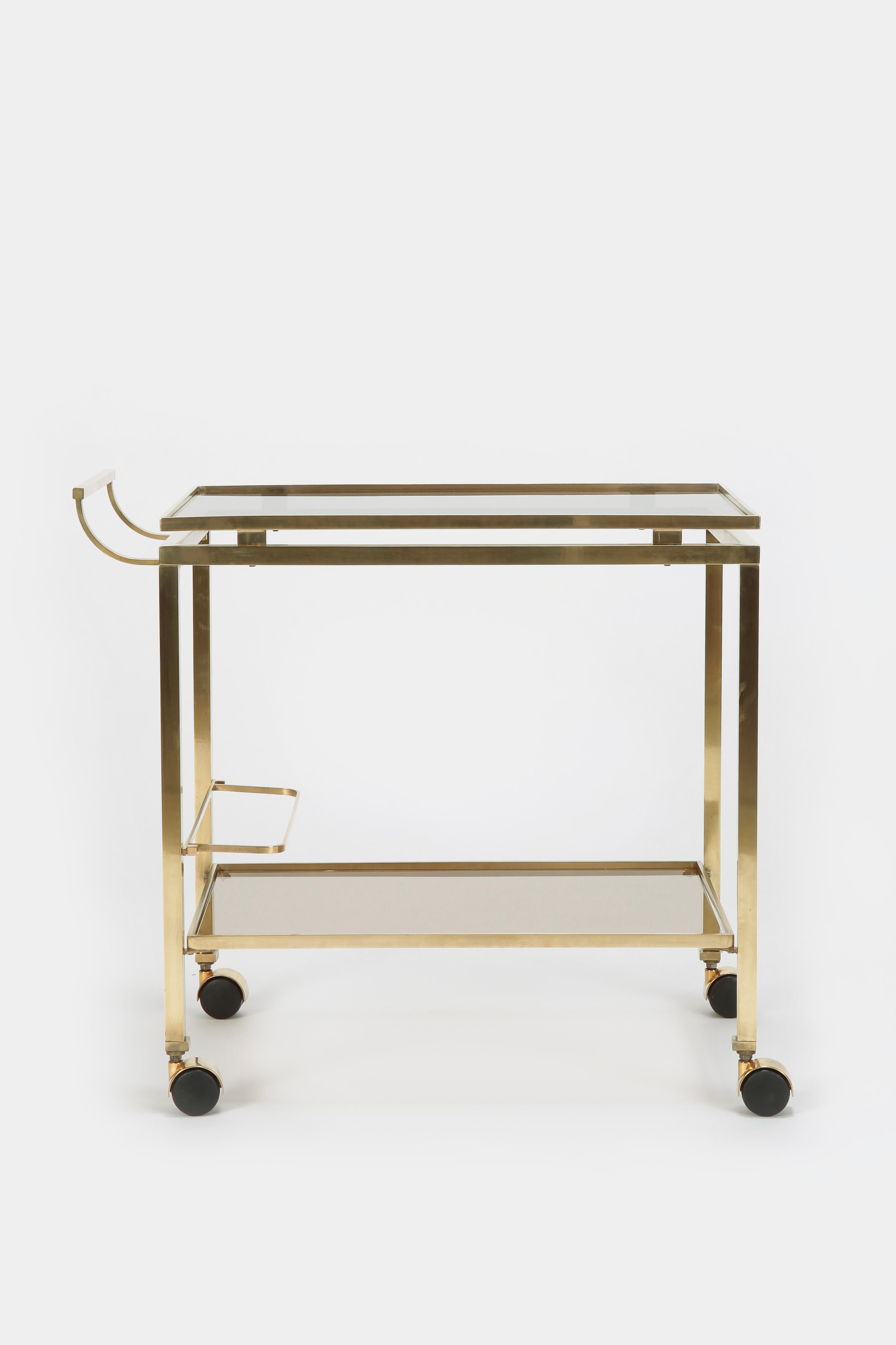 Mid-Century Modern Guy Lefèvre Maison Jansen Brass Bar Cart, 1960s