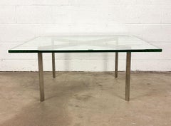 Attr. Mies van der Rohe Barcelona Coffee Table Glass Chrome Steel