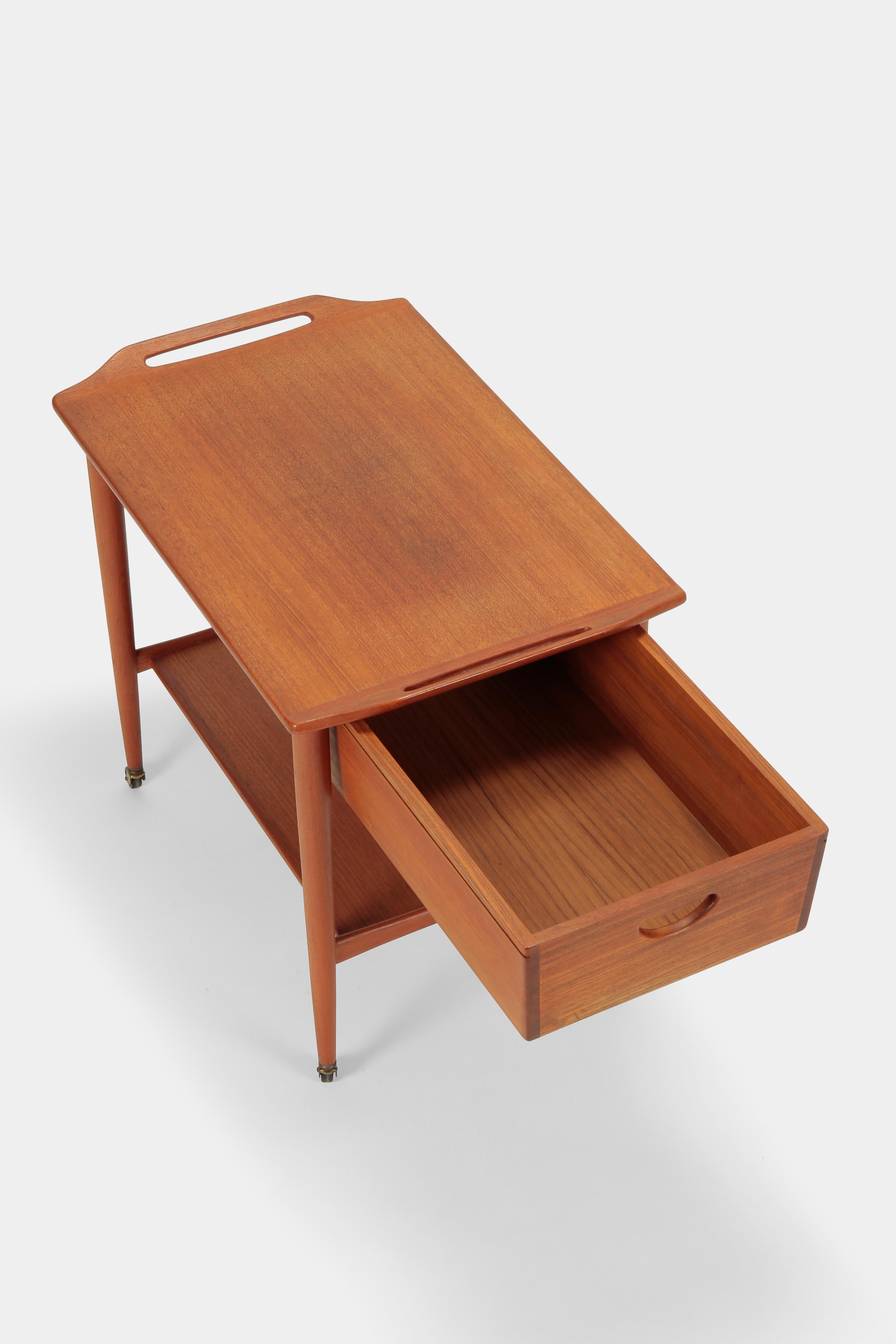 Mid-20th Century Bar Cart Teak Attributed to Poul Hundevad, 1950s