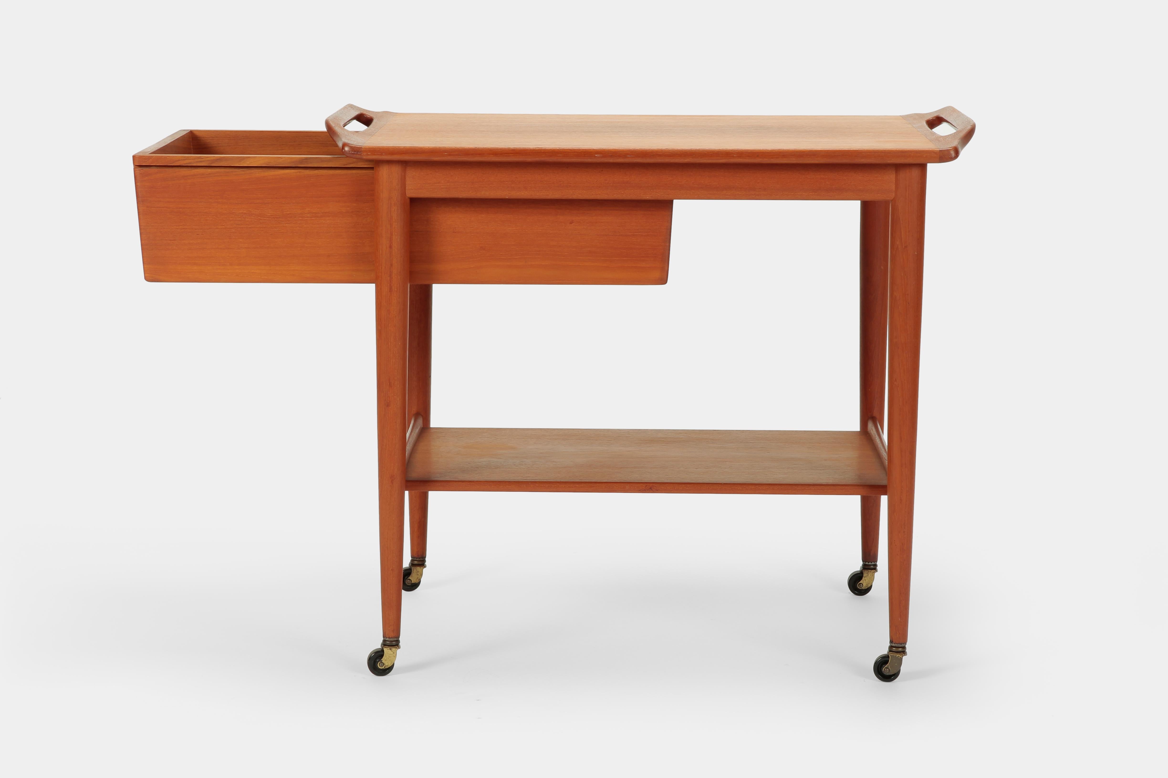 Bar Cart Teak Attributed to Poul Hundevad, 1950s 2