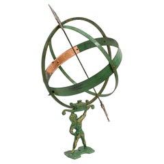 Attr. Sune Rooth Reloj de sol armilar sueco de hierro y cobre "Atlas" S. XX