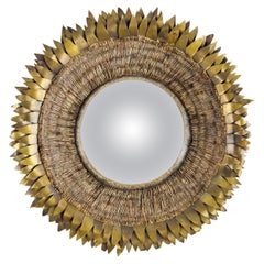 Attr. To Atelier Line Vautrin, 20th C. Gilded Brass And Talosel Convex Mirror
