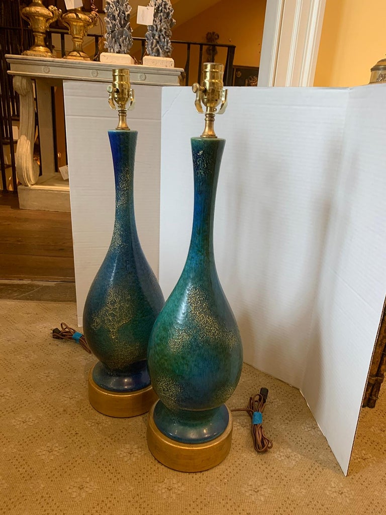 Pair of Mid20th Century American Turquoise Glazed Royal Haeger Pottery