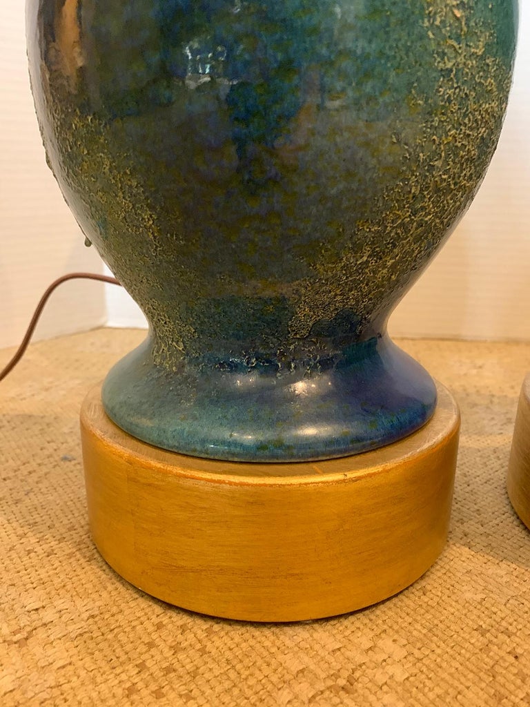 Pair of Mid20th Century American Turquoise Glazed Royal Haeger Pottery