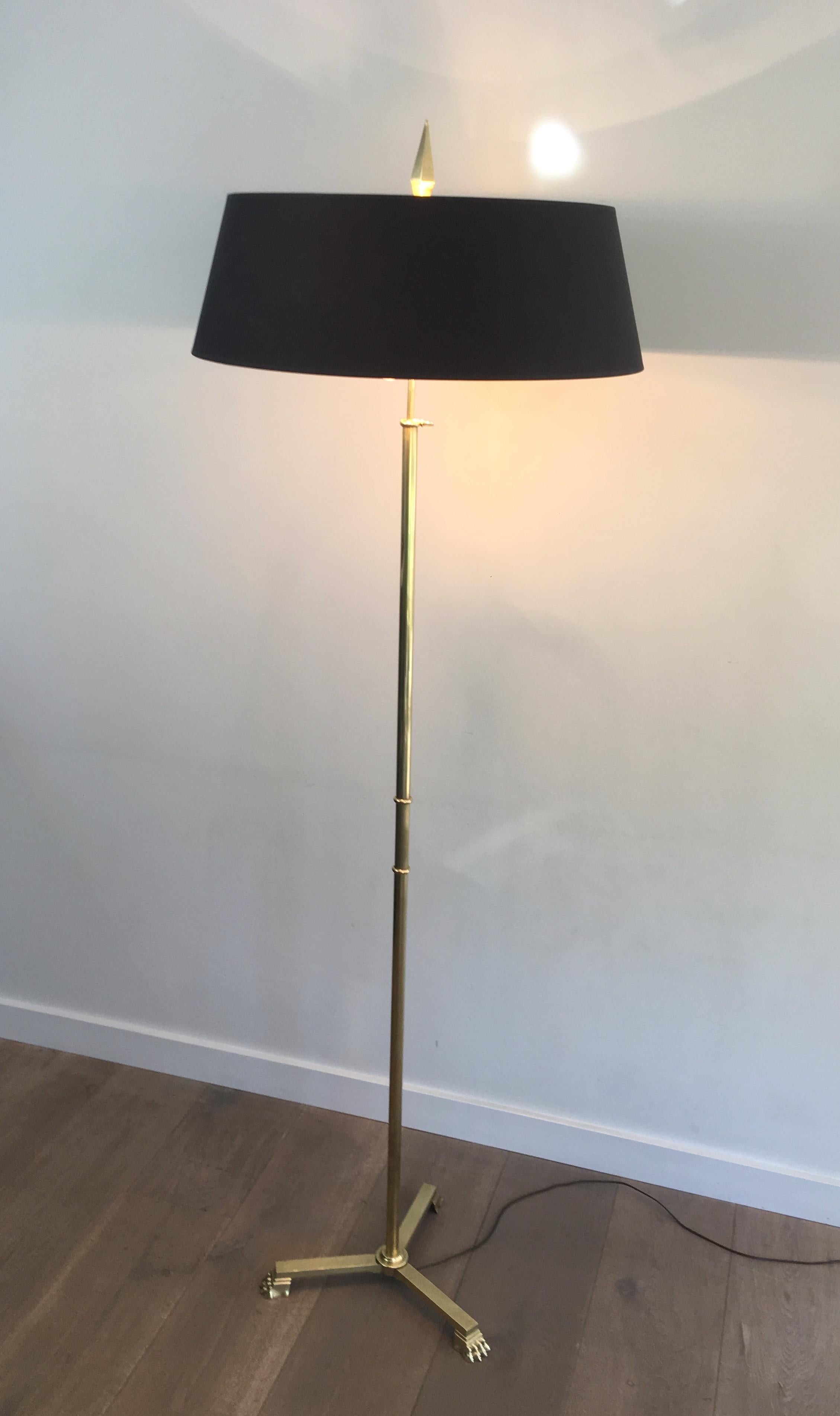Attr. to Guy Lefèvre for Jansen, Neoclassical Brass Floor Lamp with Claw Feet 6