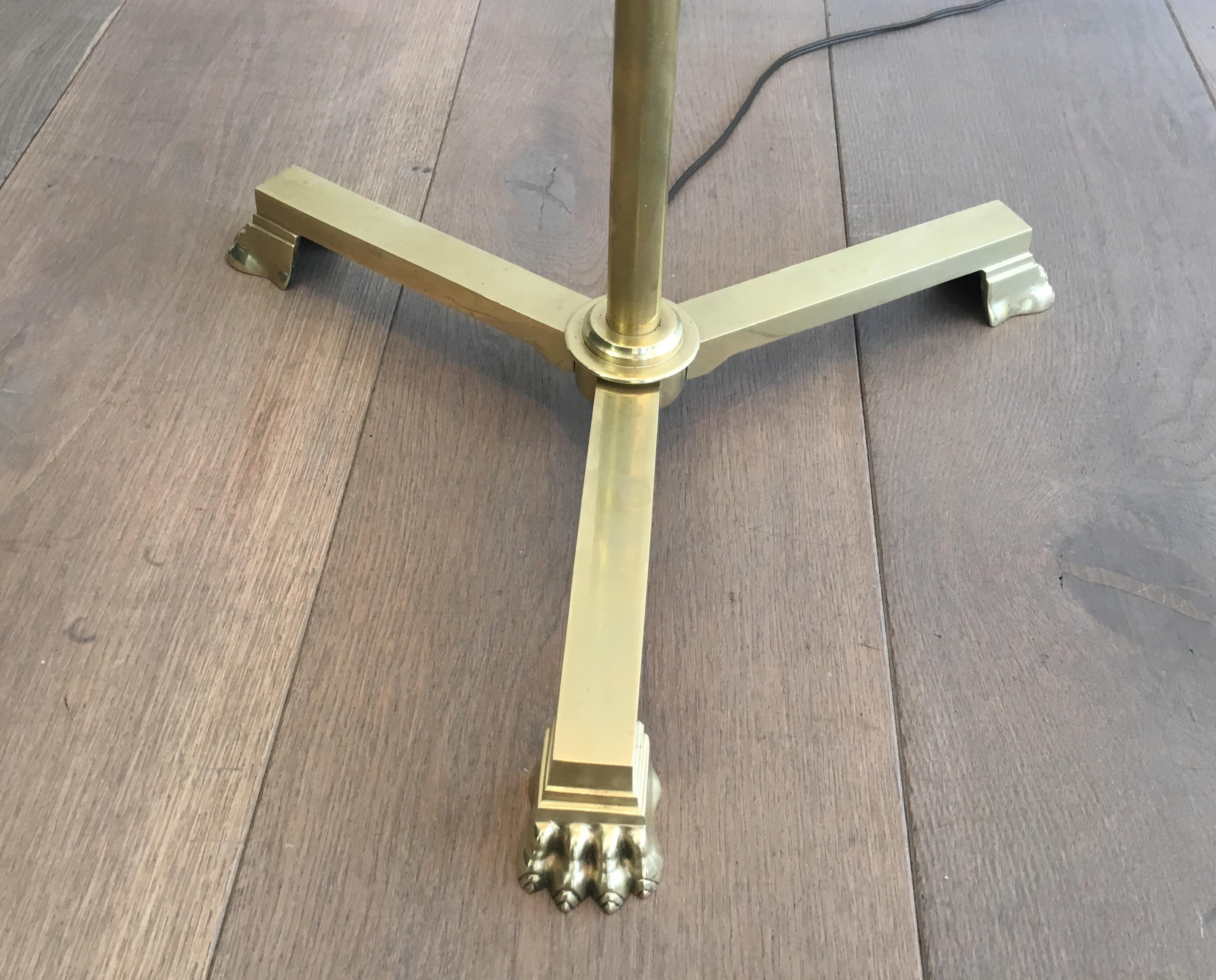 Attr. to Guy Lefèvre for Jansen, Neoclassical Brass Floor Lamp with Claw Feet 11