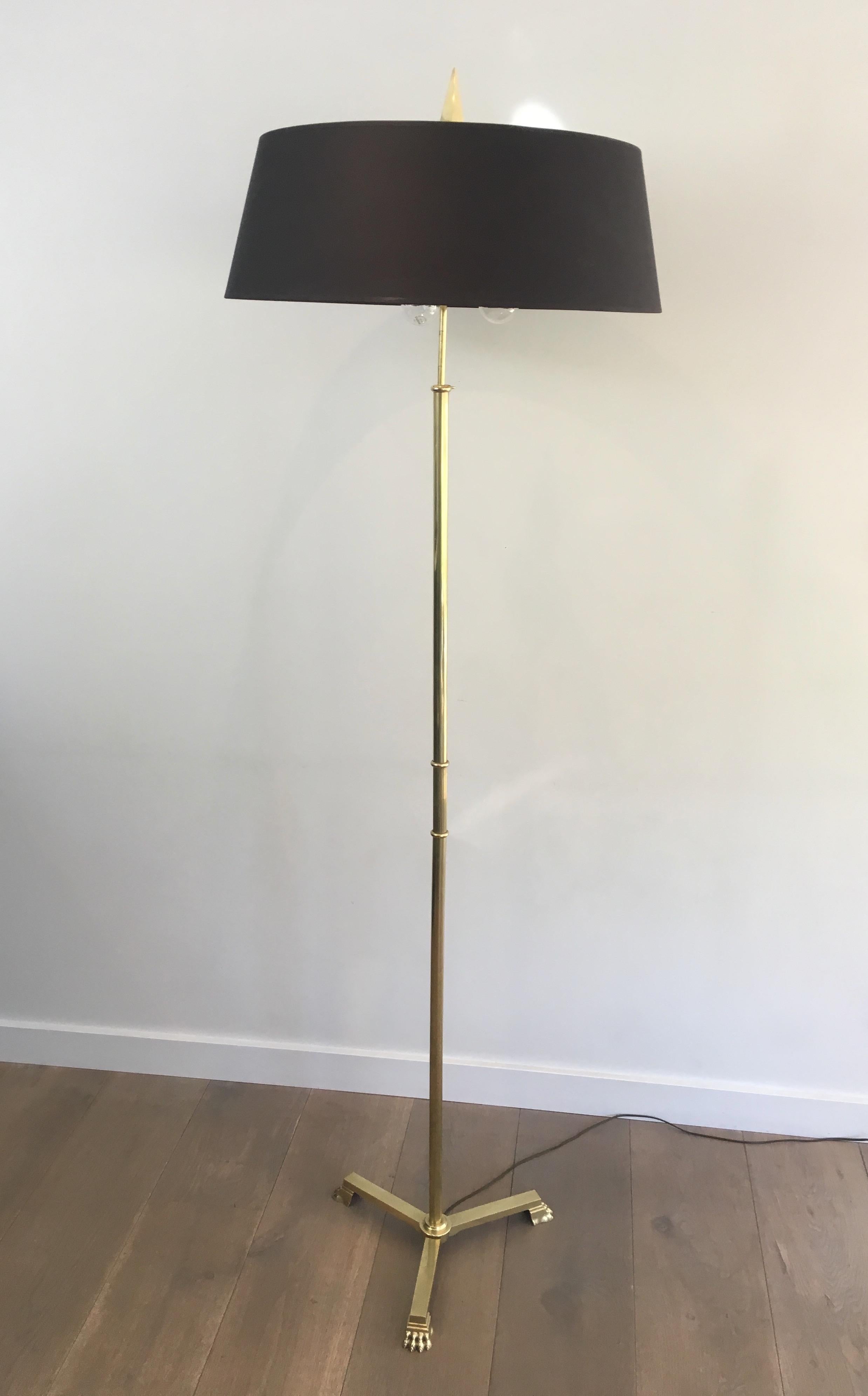 Attr. to Guy Lefèvre for Jansen, Neoclassical Brass Floor Lamp with Claw Feet 13
