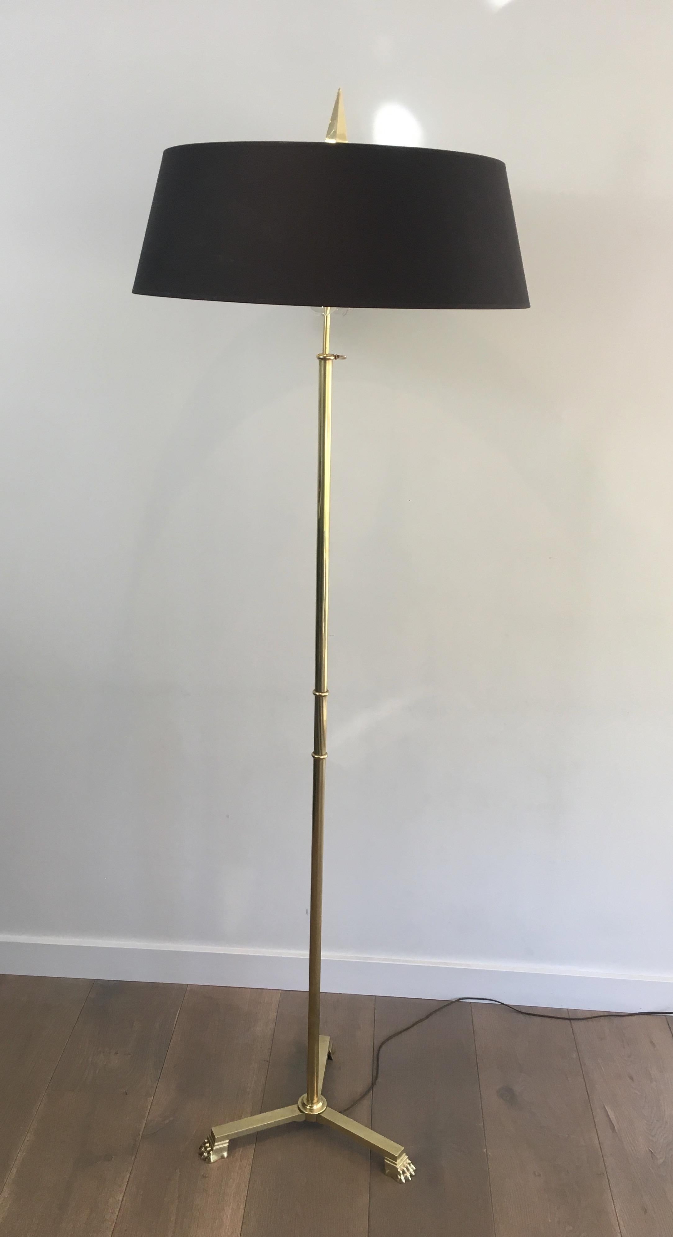 Attr. to Guy Lefèvre for Jansen, Neoclassical Brass Floor Lamp with Claw Feet 14