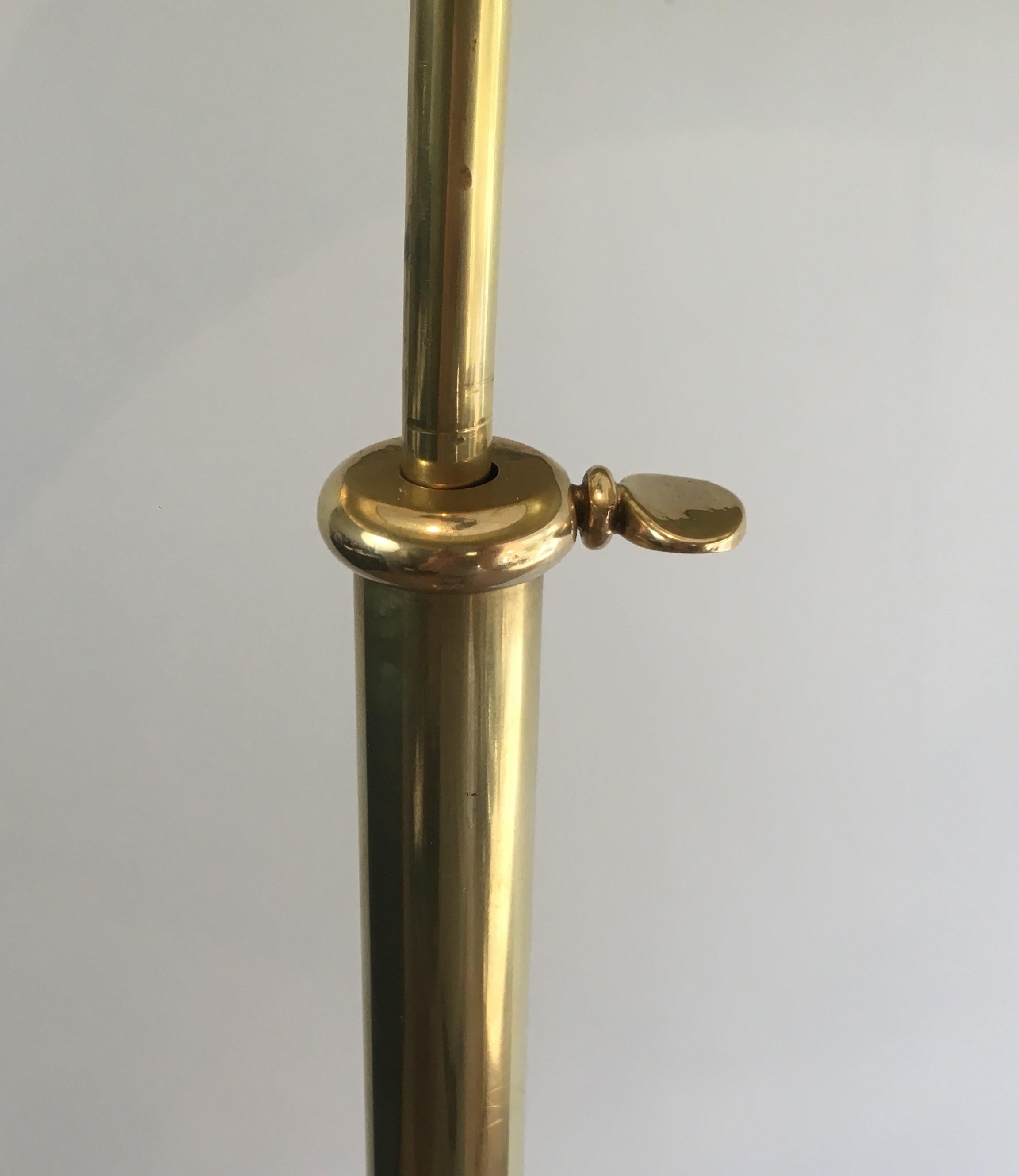 French Attr. to Guy Lefèvre for Jansen, Neoclassical Brass Floor Lamp with Claw Feet