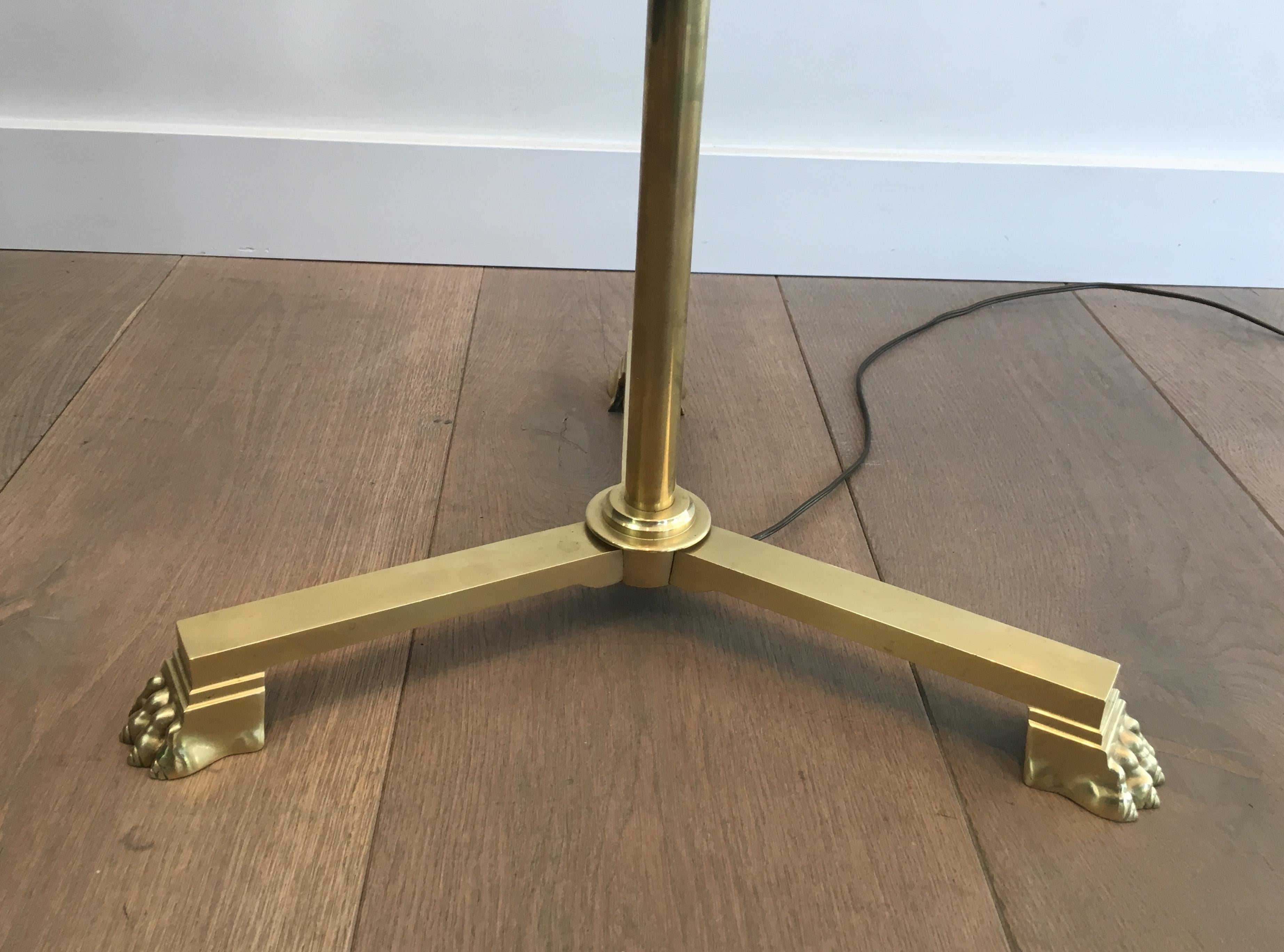 Mid-20th Century Attr. to Guy Lefèvre for Jansen, Neoclassical Brass Floor Lamp with Claw Feet