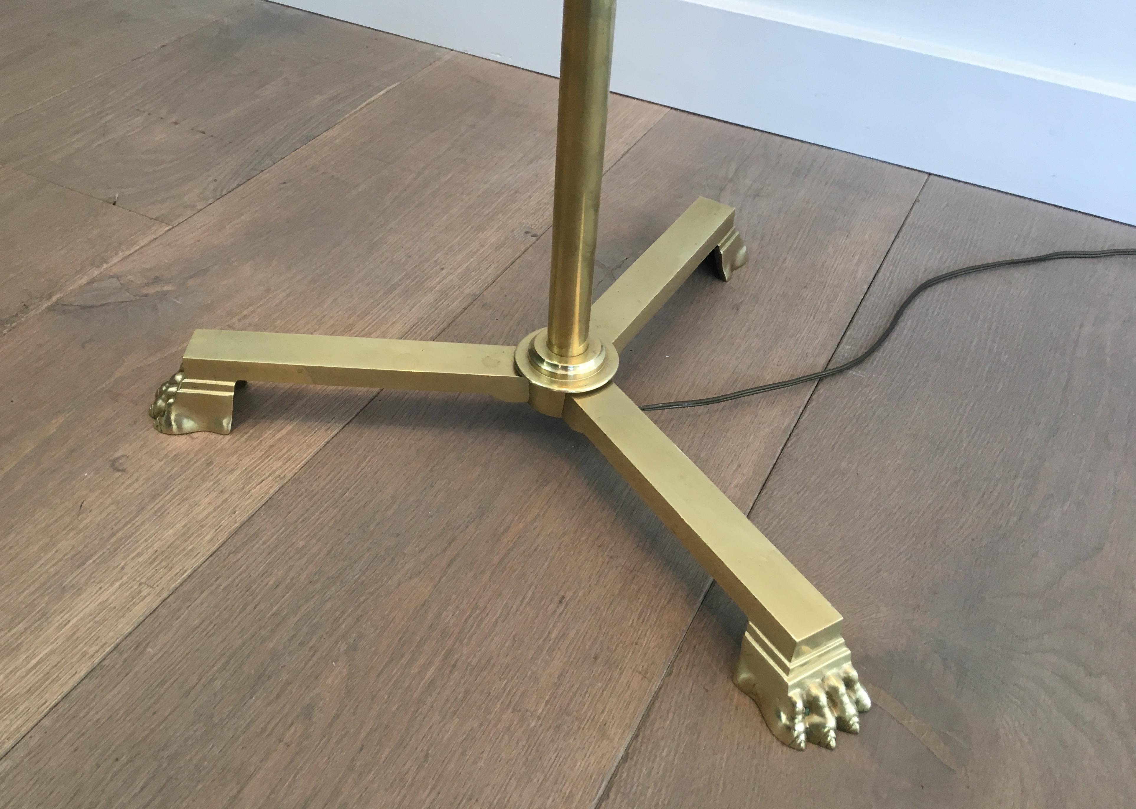 Attr. to Guy Lefèvre for Jansen, Neoclassical Brass Floor Lamp with Claw Feet 1