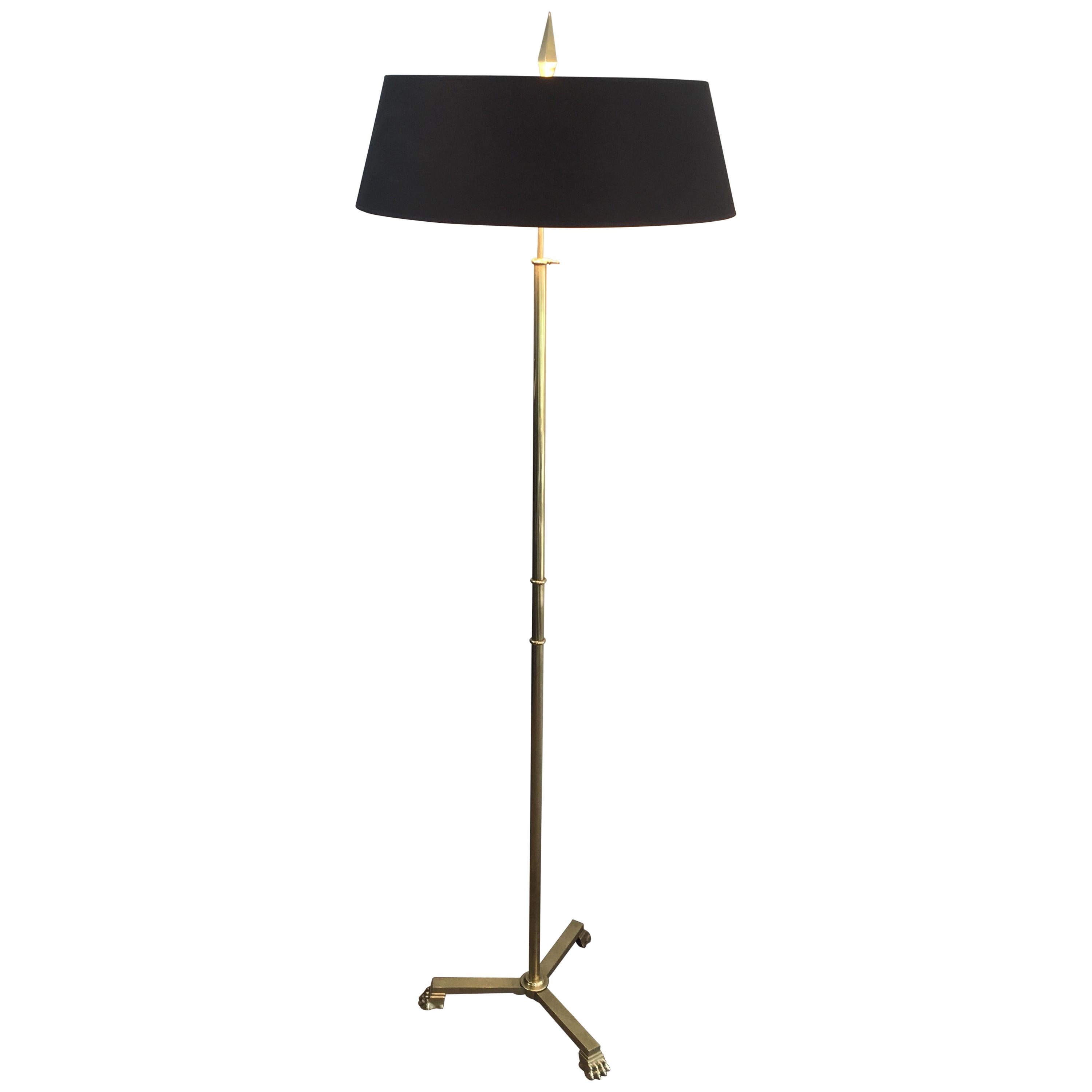 Attr. to Guy Lefèvre for Jansen, Neoclassical Brass Floor Lamp with Claw Feet