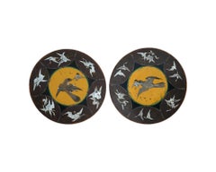 Paar japanische Meiji-Cloisonné-Emaille-Plattenteller aus Cloisonné-Emaille, Hayashi zugeschrieben