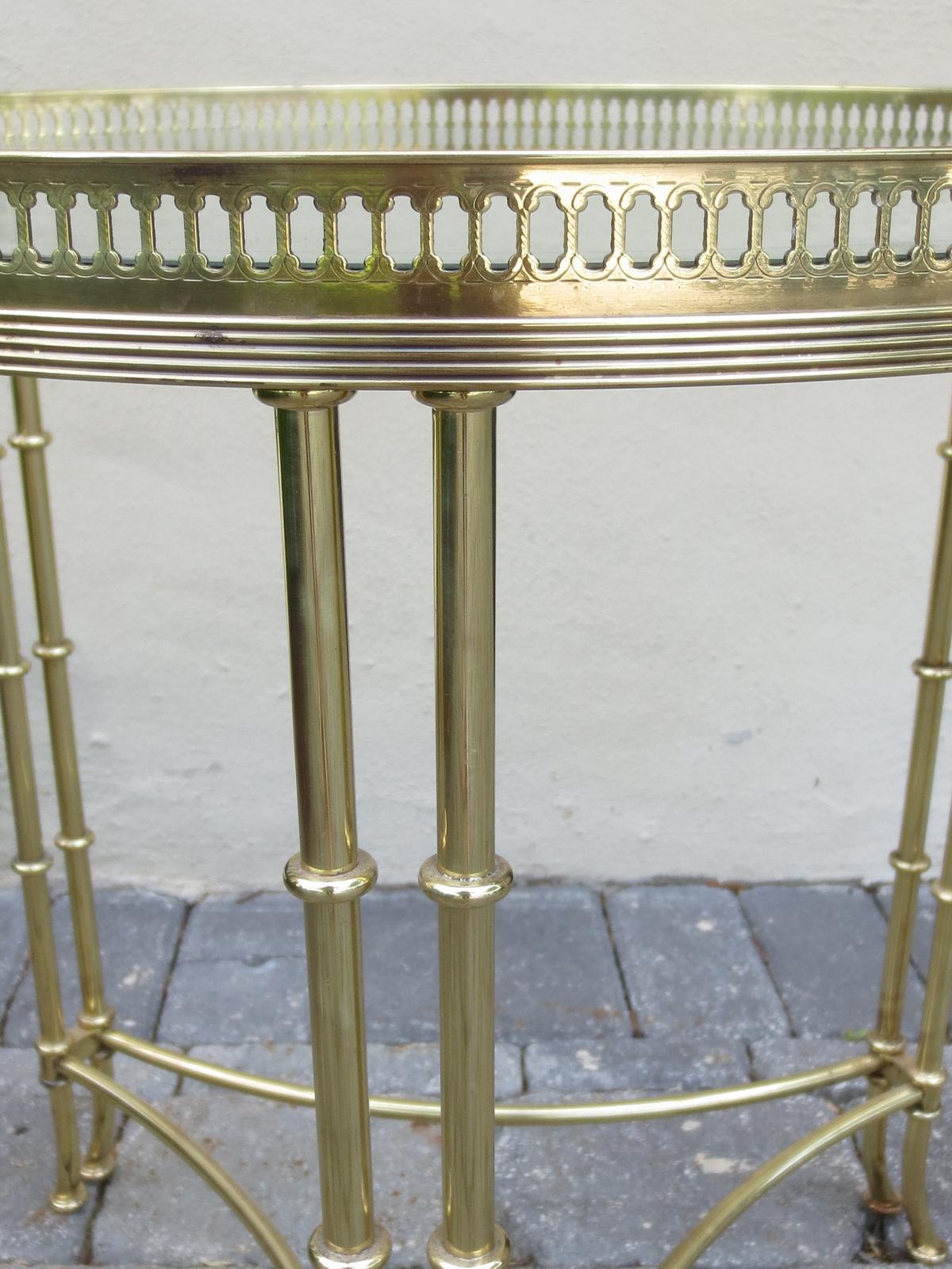 Maison Baguès, Attributed Mid-20th Century Brass & Glass Side Table with Gallery 10