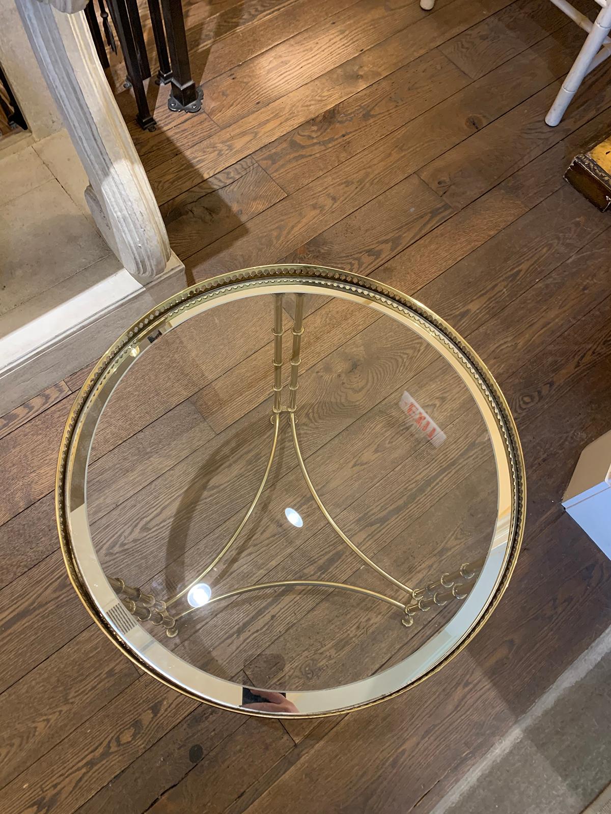 Maison Baguès, Attributed Mid-20th Century Brass & Glass Side Table with Gallery 1