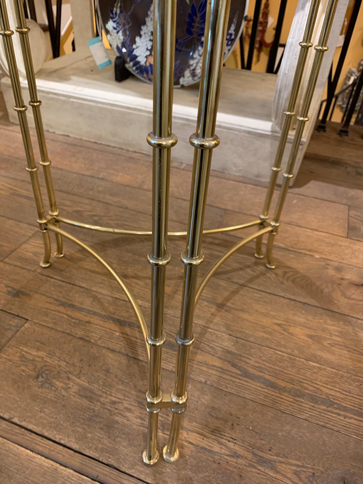 Maison Baguès, Attributed Mid-20th Century Brass & Glass Side Table with Gallery 3