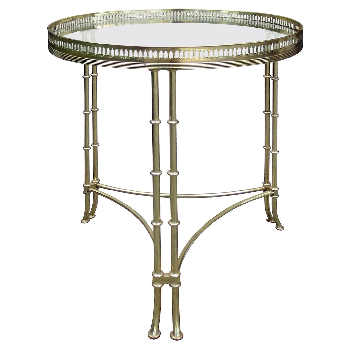 Maison Baguès, Attributed Mid-20th Century Brass & Glass Side Table with Gallery