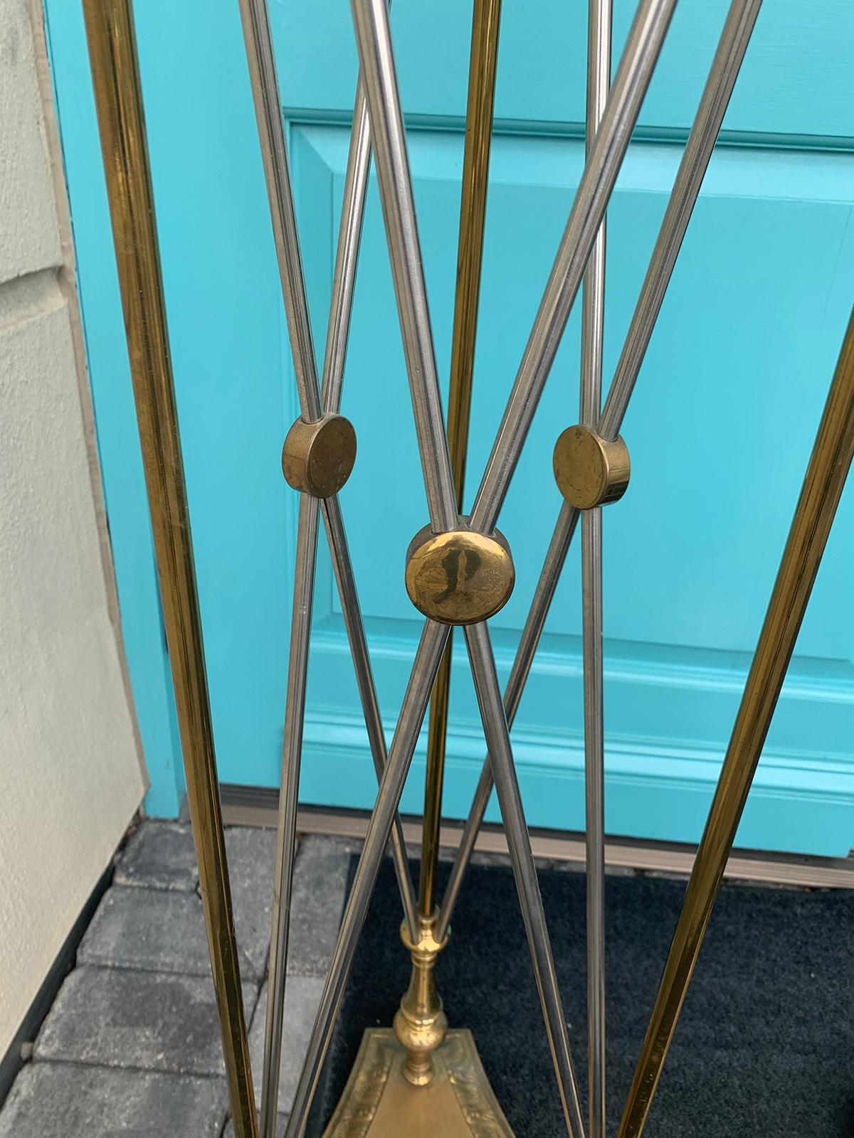 Attributed to Maison Jansen Pair of Steel and Brass Torchères or Plant Stands For Sale 1