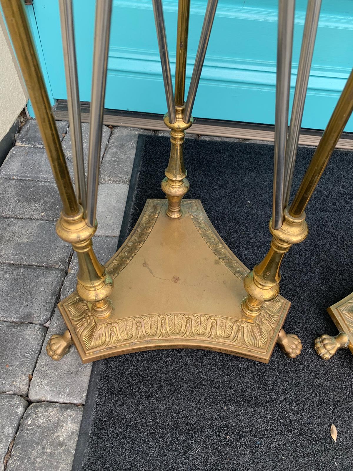 Attributed to Maison Jansen Pair of Steel and Brass Torchères or Plant Stands For Sale 2