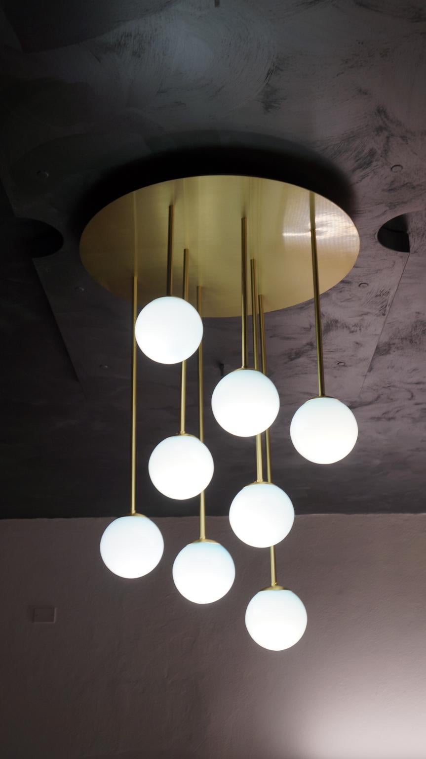 Attr. to Toso Mid-Century Modern Light Blue Murano Glass Atomi Chandelier, 1982s For Sale 5