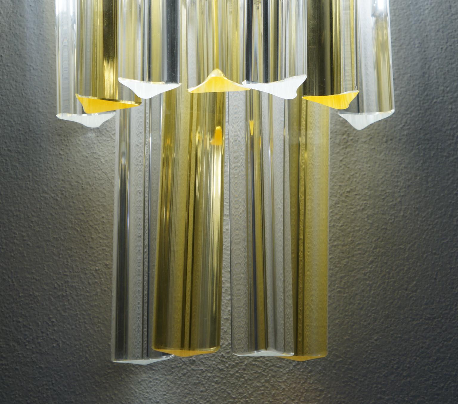 Venini Attributed Mid-Century Modern Pair of Murano Glass Triedri Wall Sconces For Sale 4