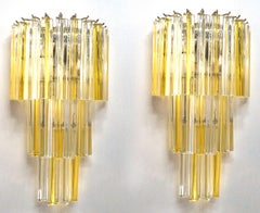 Pareja de apliques de pared Triedri de cristal de Murano, atribuidos a Venini, modernos de mediados de siglo