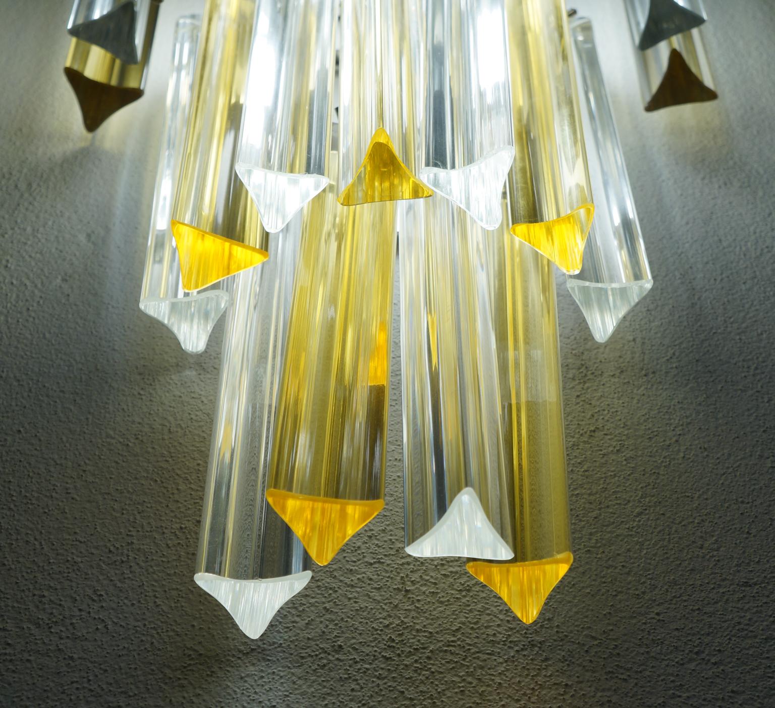 Venini Attributed Mid-Century Modern Pair of Murano Glass Triedri Wall Sconces For Sale 12