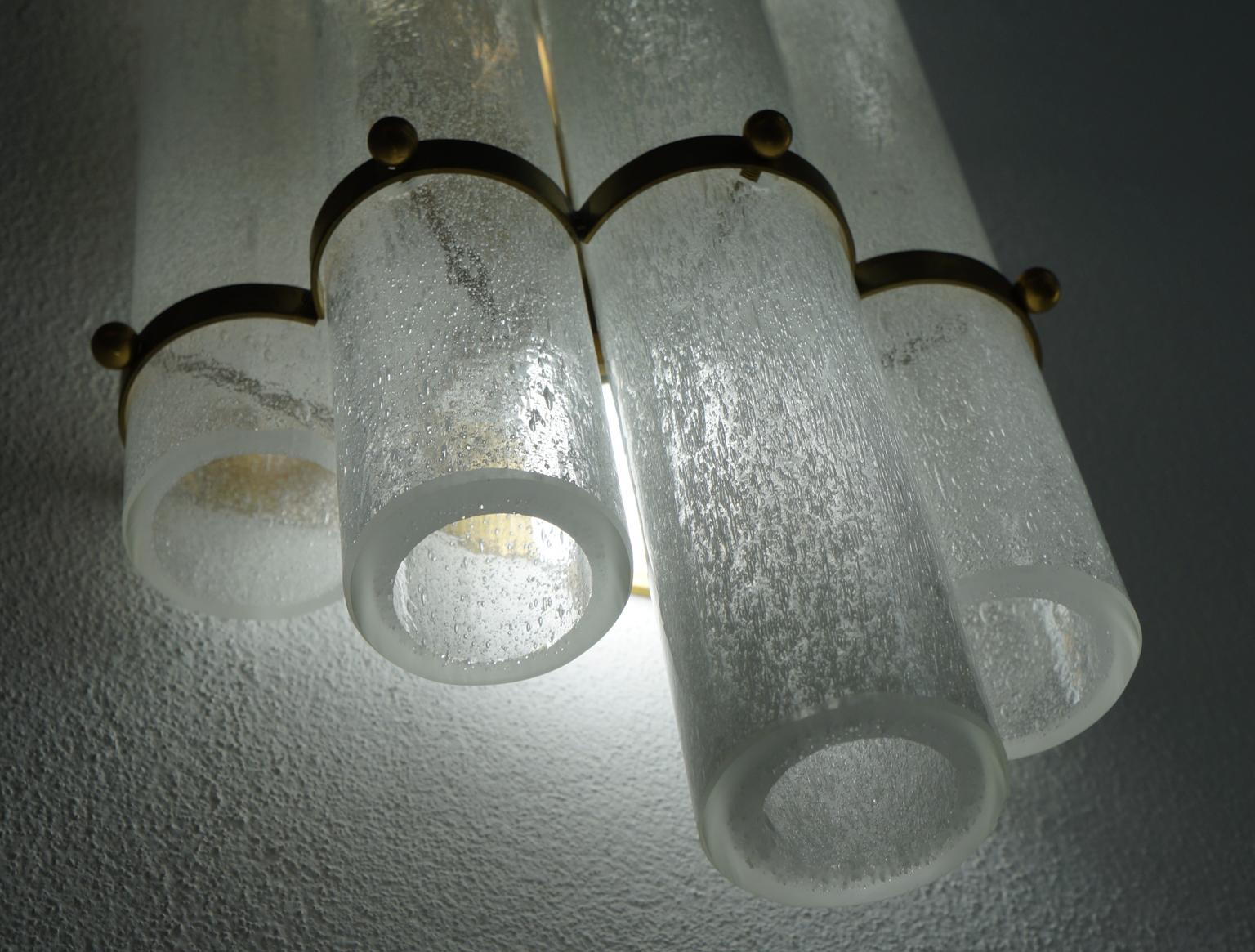 Attr. Venini Mid-Century Modern Pulegoso Pair of Murano Glass Wall Sconces, 1960 For Sale 8