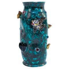 Attributed Vietri Scotto Ceramic Vase with Aquatic Wildlife Applique, 1950s