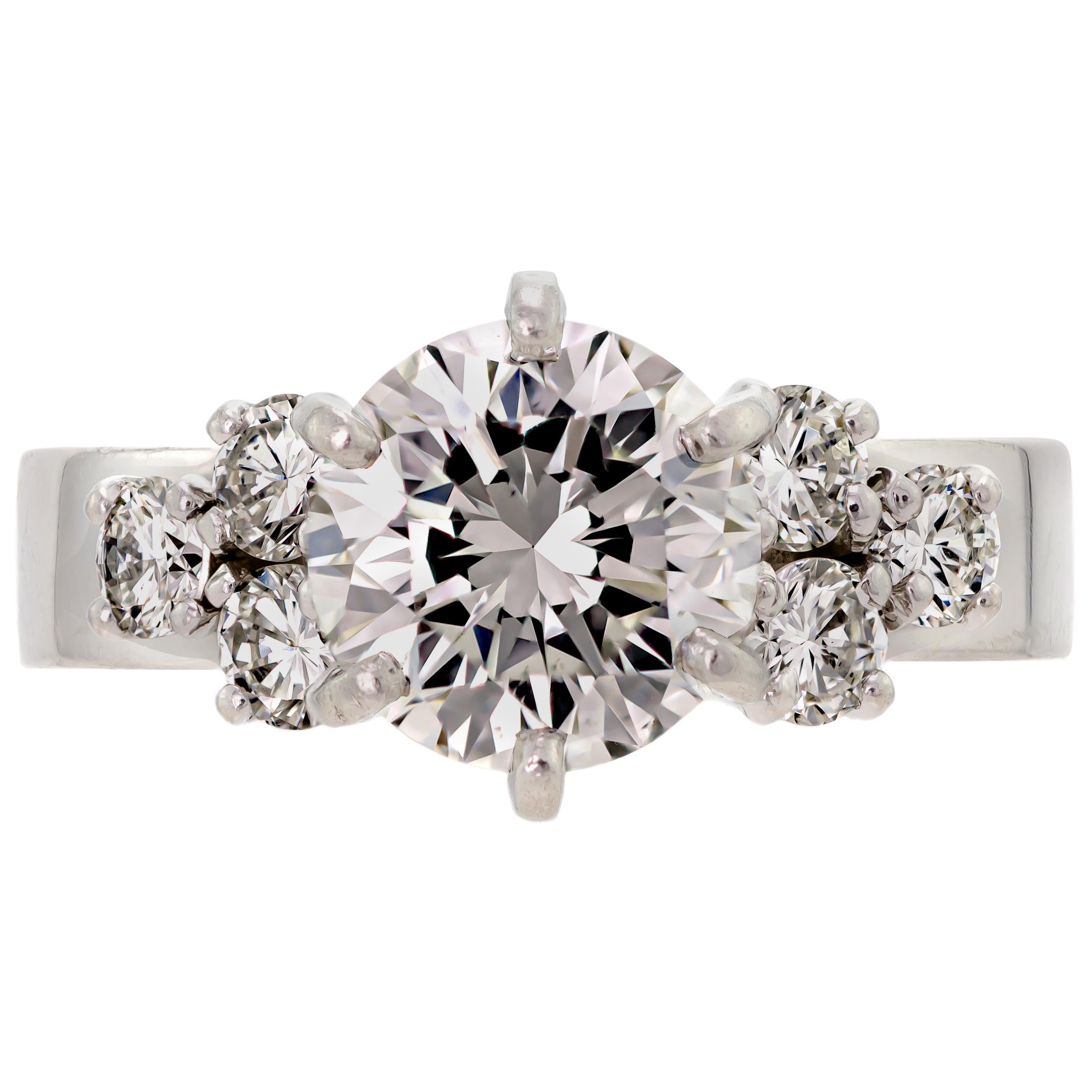 Attractive 2.05 Carat Diamond Platinum Lustrous Engagement Ring For Sale