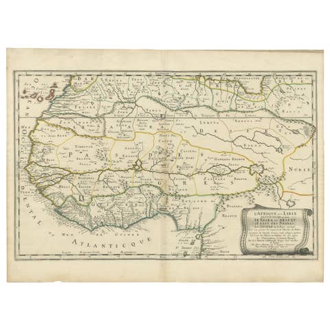 Attractive Antique Map of Western Africa with Lots of Details on the Coast, 1655