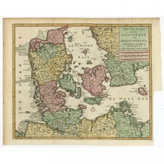 Attractive Antique Map showing Denmark and part of Sweden and Germany c.1750