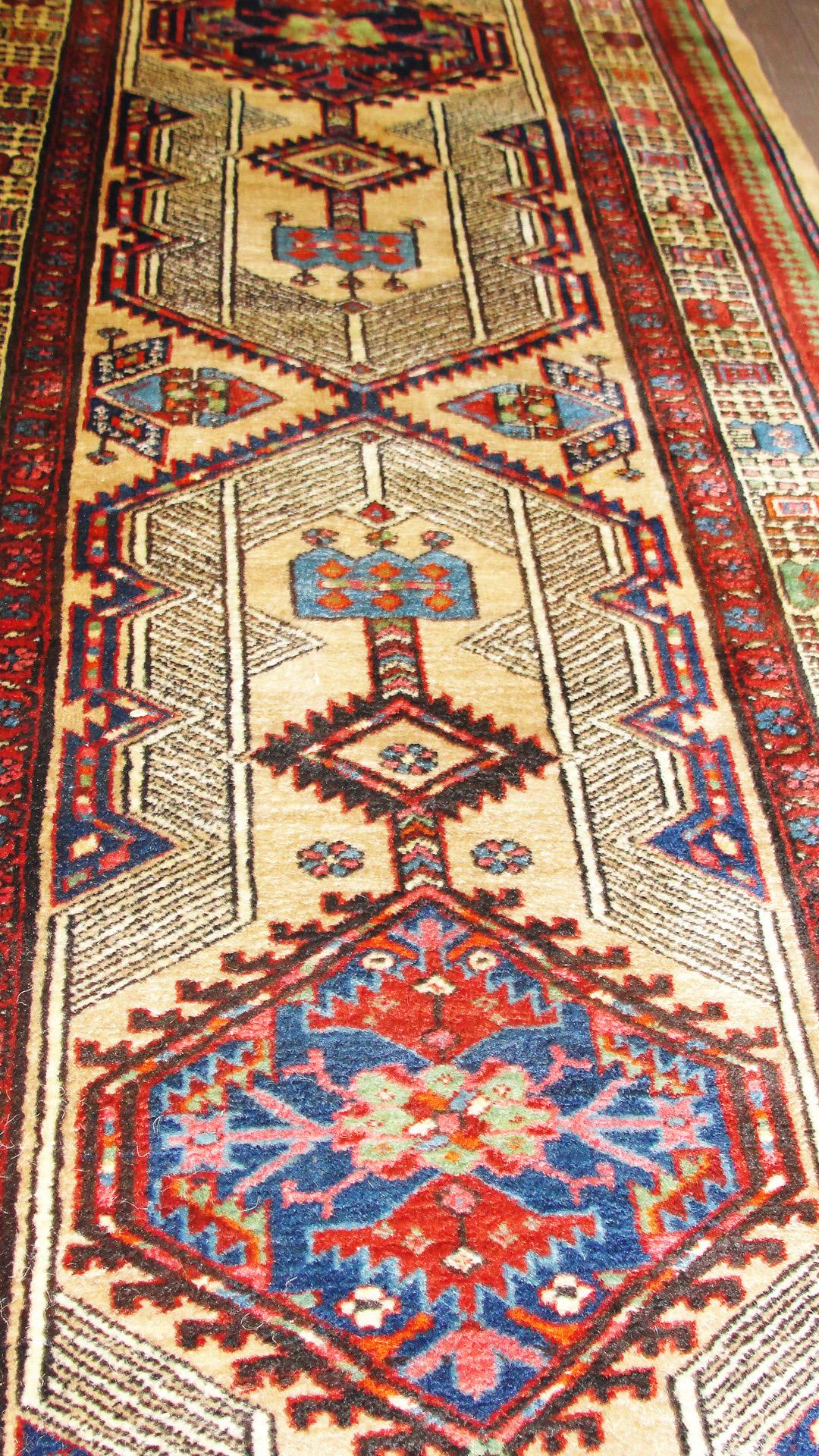 Hand-Knotted  Antique Serab Camel Color Oriental Runner For Sale