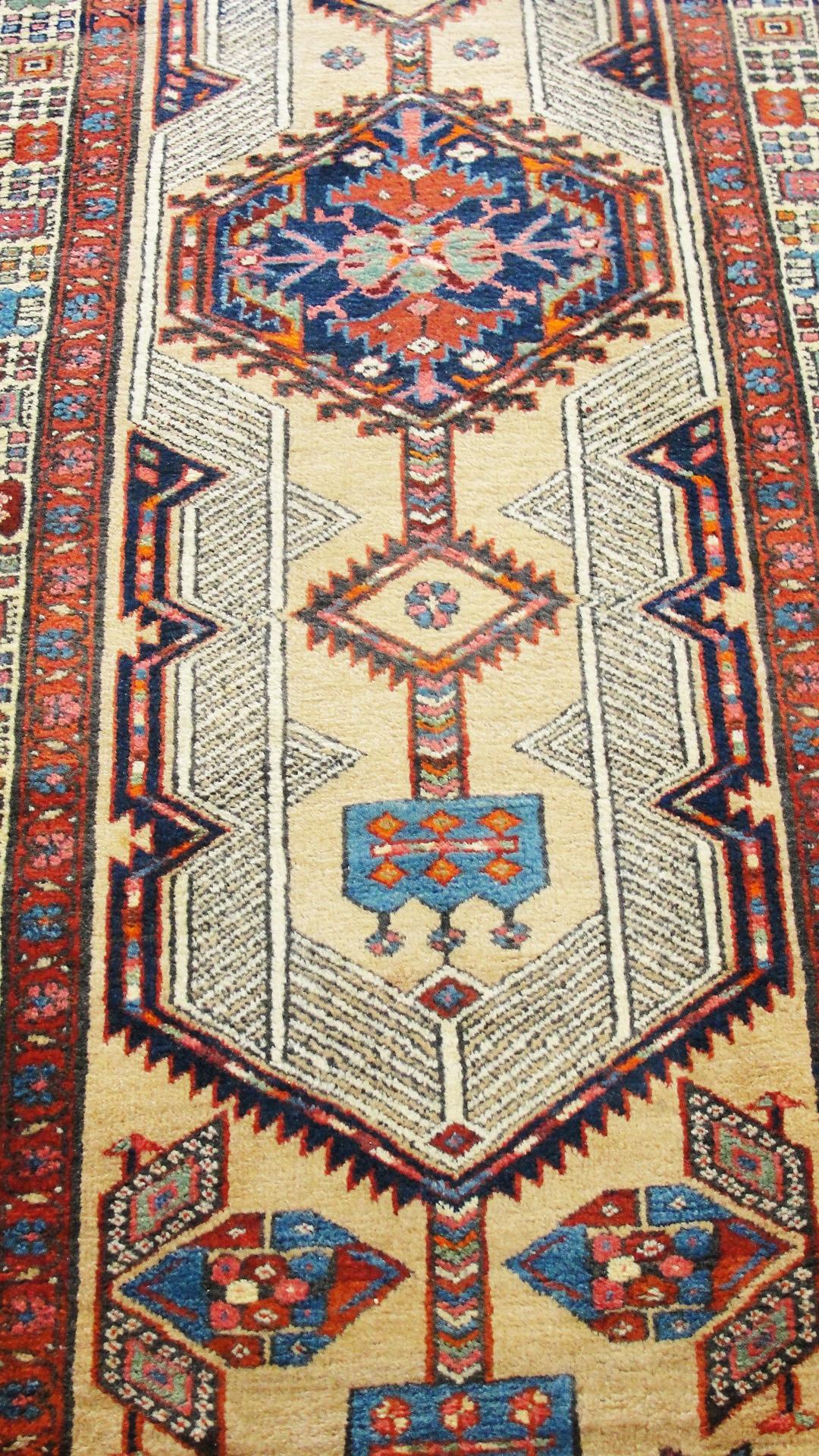 Wool  Antique Serab Camel Color Oriental Runner For Sale