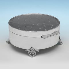 Attraktive antike Schmuckschatulle aus Sterlingsilber, hergestellt in Birmingham im Jahr 1910
