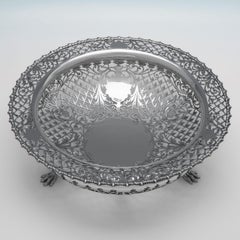 Attractive antique sterling silver pierced dish by James Dixon & Sons - 1915