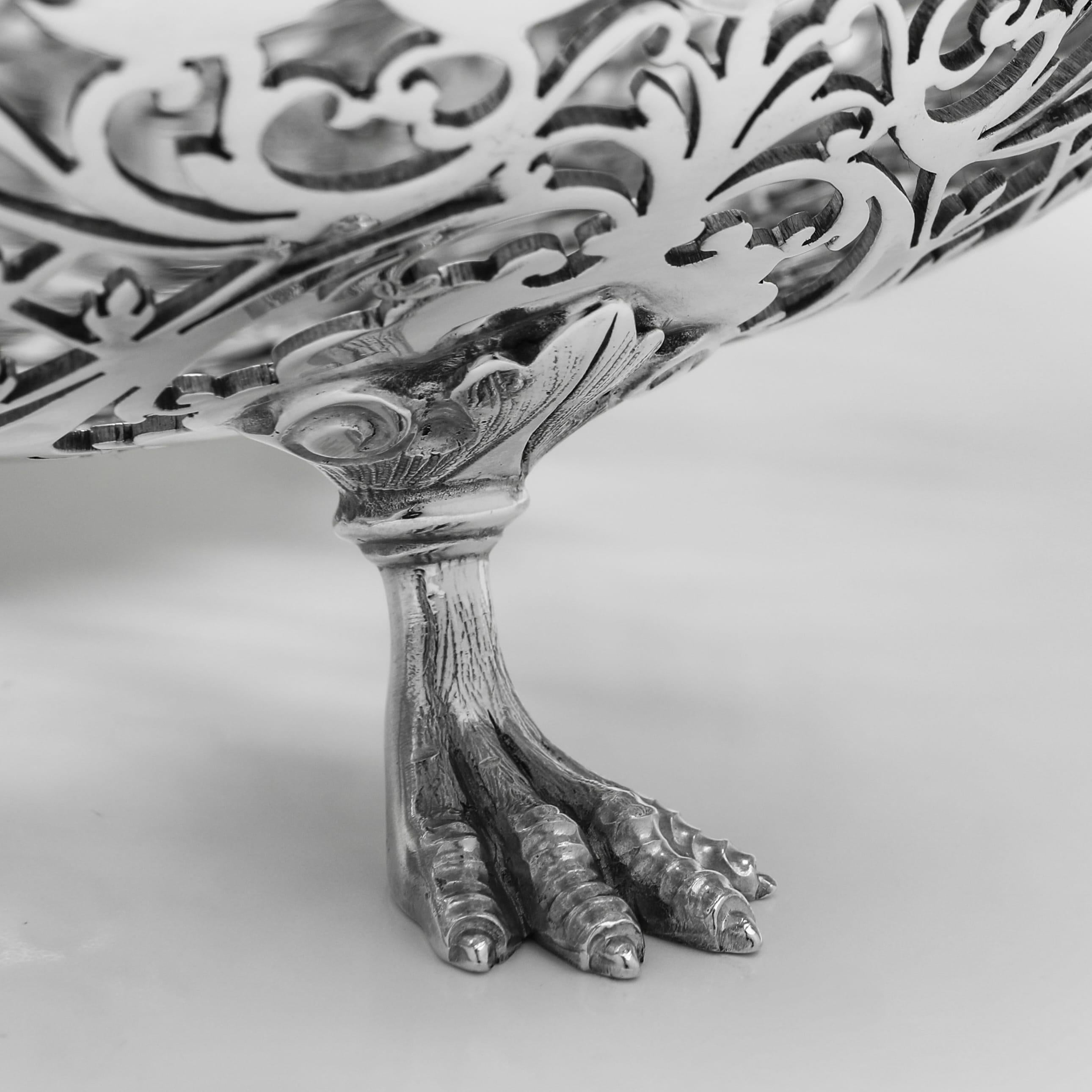 Early 20th Century Attractive antique sterling silver pierced dish by James Dixon & Sons - 1915 For Sale