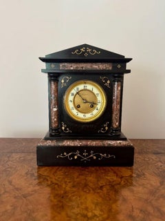 Attractive antique Victorian quality marble inlaid mantle clock by Baby and Jann