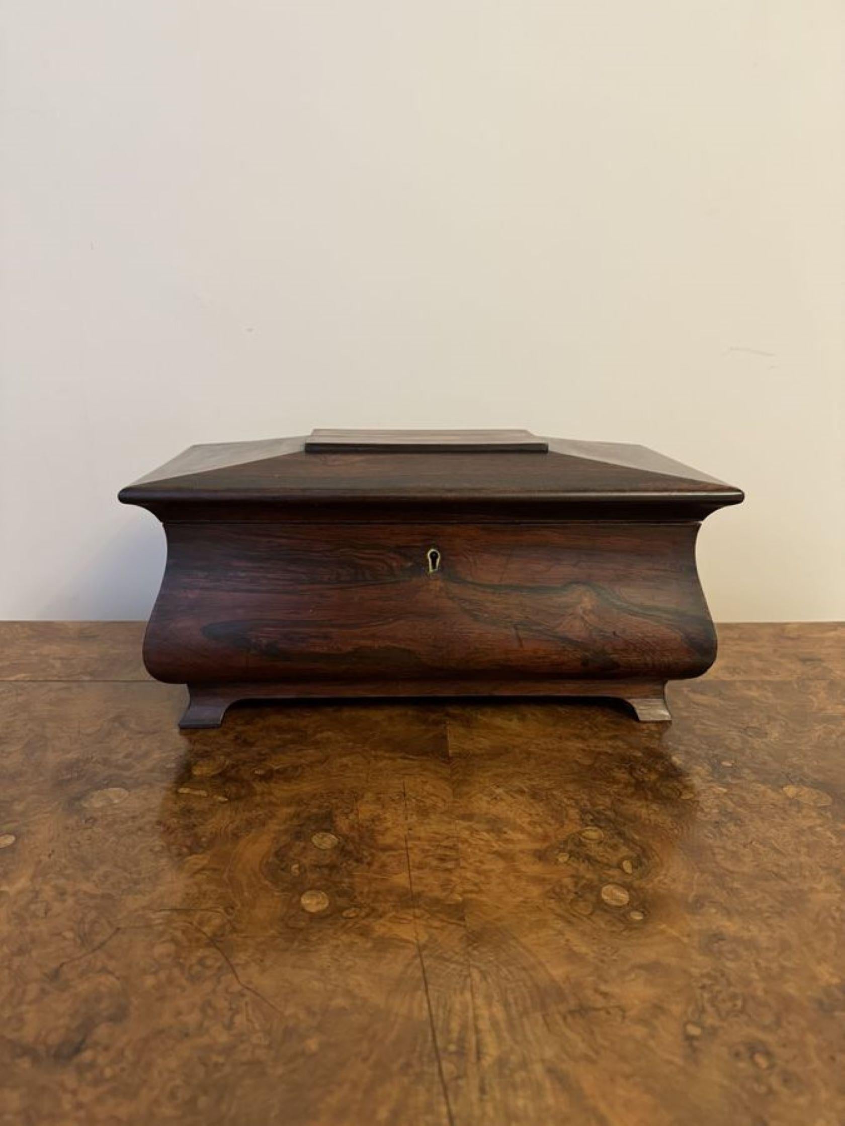 Early Victorian Attractive antique Victorian quality rosewood tea caddy For Sale