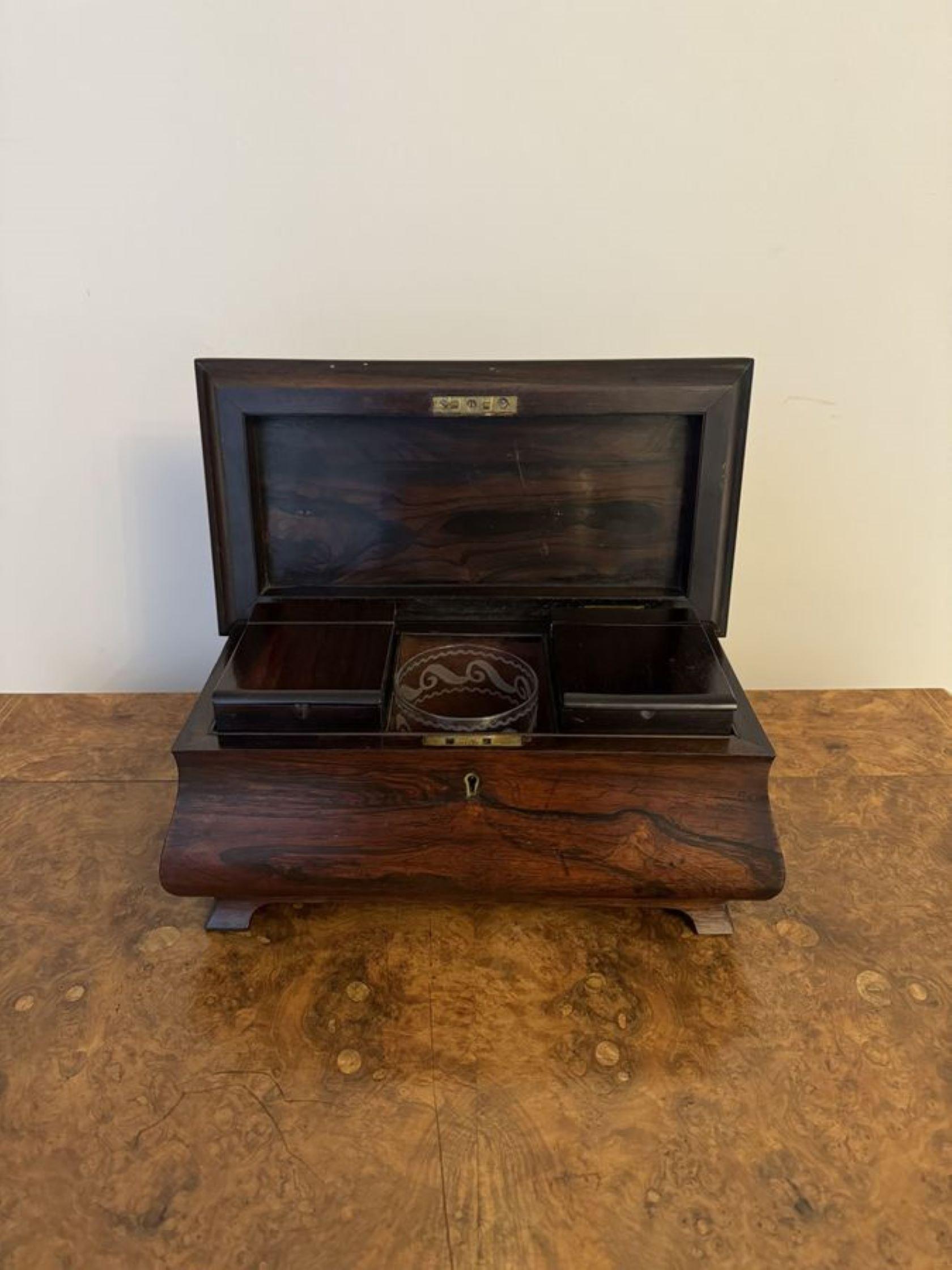 Rosewood Attractive antique Victorian quality rosewood tea caddy For Sale