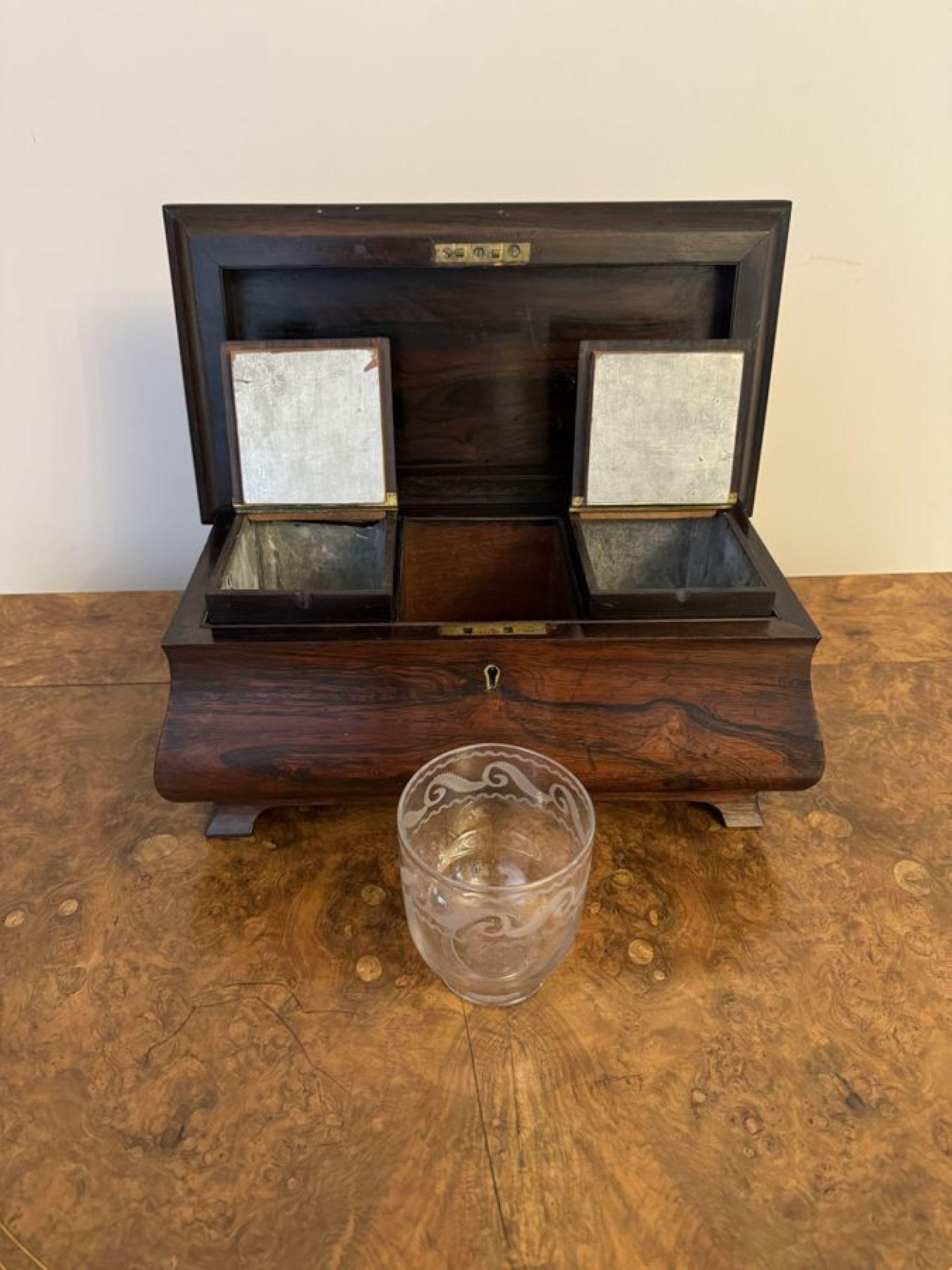 Attractive antique Victorian quality rosewood tea caddy For Sale 2