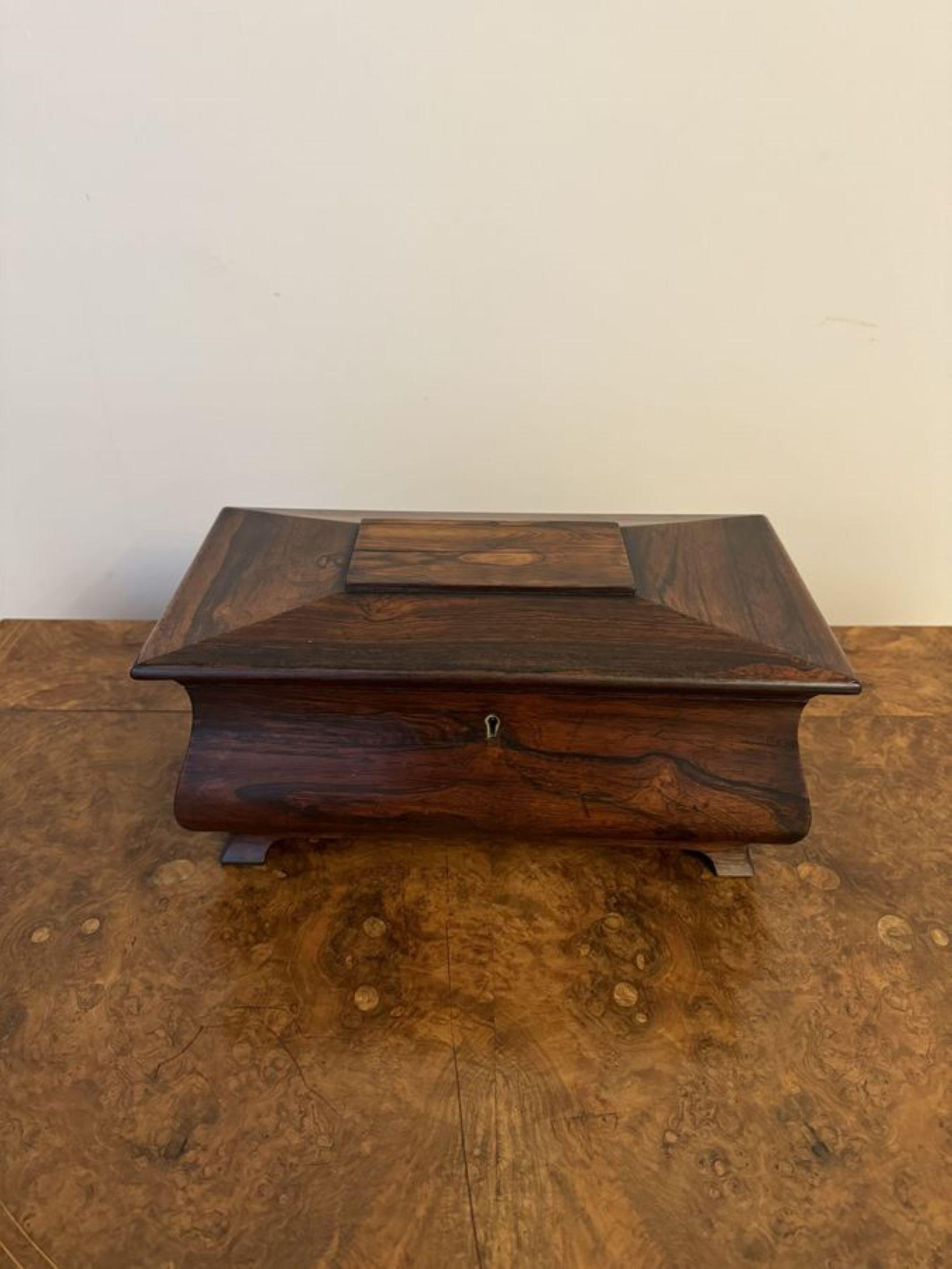 Attractive antique Victorian quality rosewood tea caddy For Sale 3