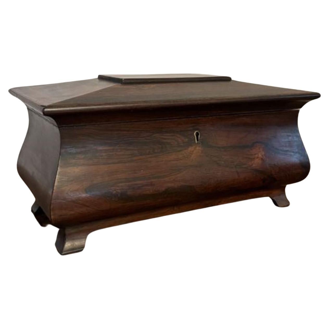 Attractive antique Victorian quality rosewood tea caddy For Sale