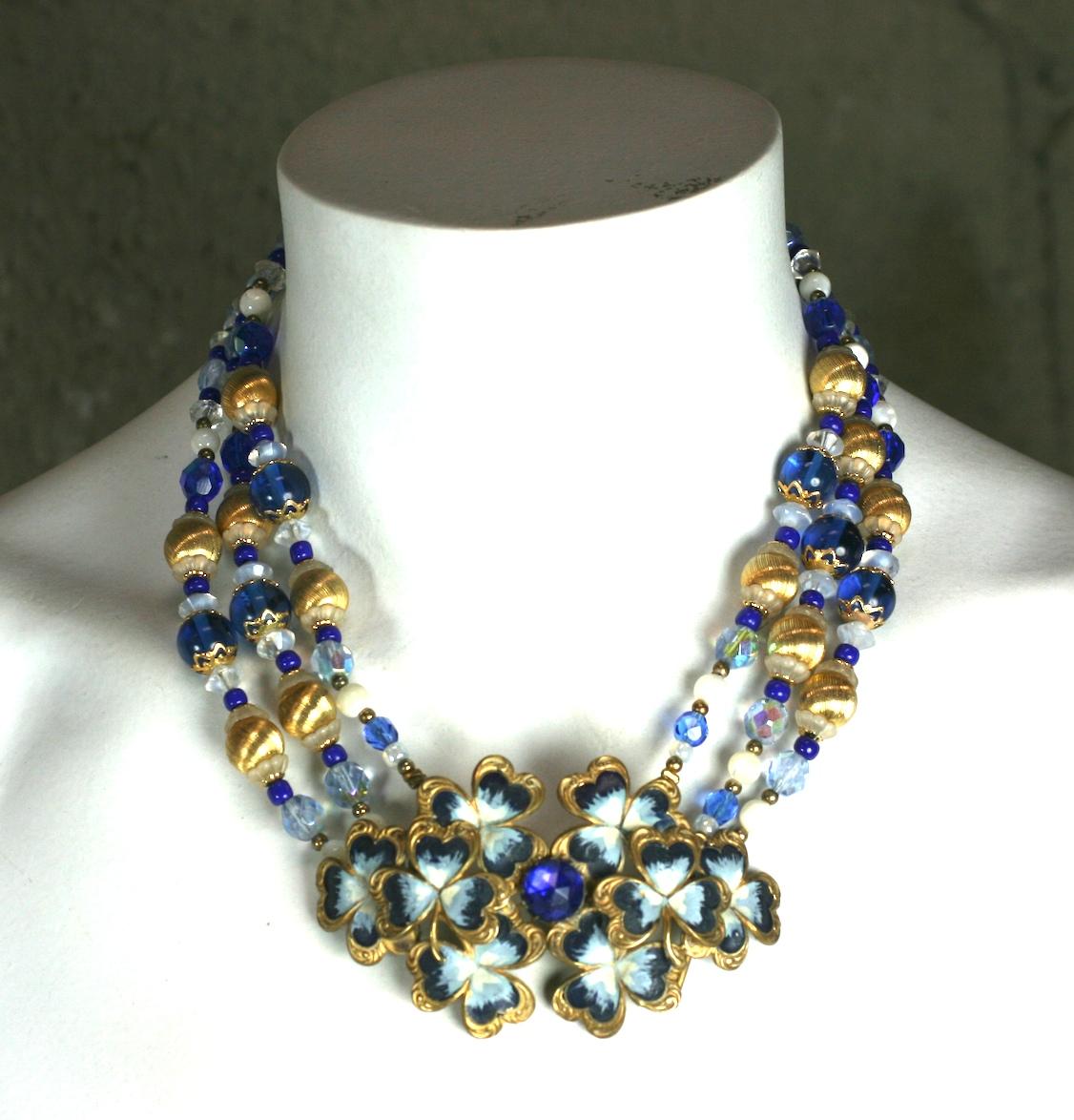 Attractive Beaded Necklace with Victorian Enamel Buckle In Excellent Condition For Sale In New York, NY